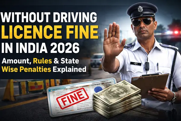 Without Driving Licence Fine in India 2026: Amount, Rules & State Wise Penalties Explained Without Driving Licence Fine in India 2026 Amount, Rules & State Wise Penalties Explained